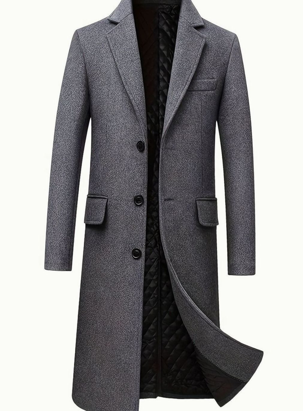 Ryan | Men's Wool Long Overcoat Tailored Button-Front Trench Coat