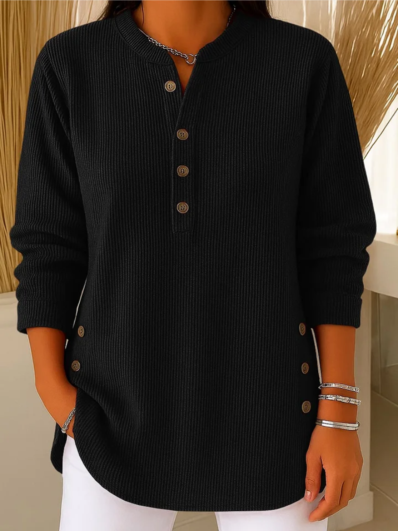 Sabine | Women's Button Front Ribbed Tunic Sweater
