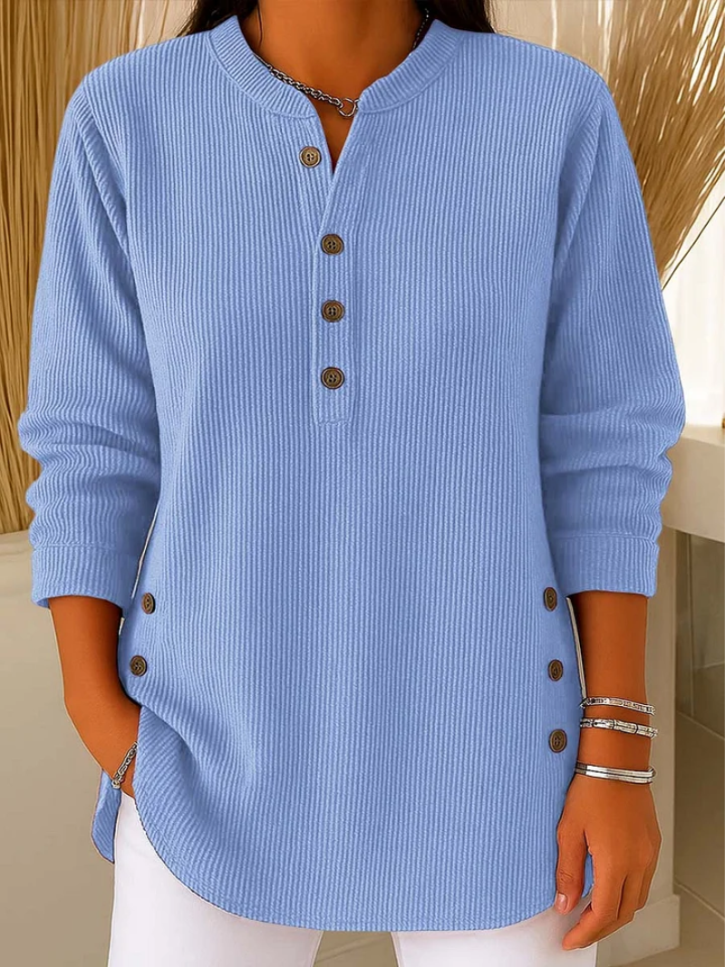 Sabine | Women's Button Front Ribbed Tunic Sweater