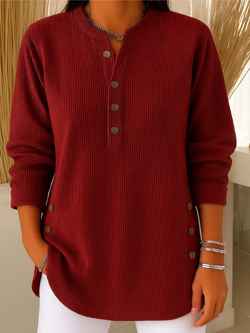 Sabine | Women's Button Front Ribbed Tunic Sweater