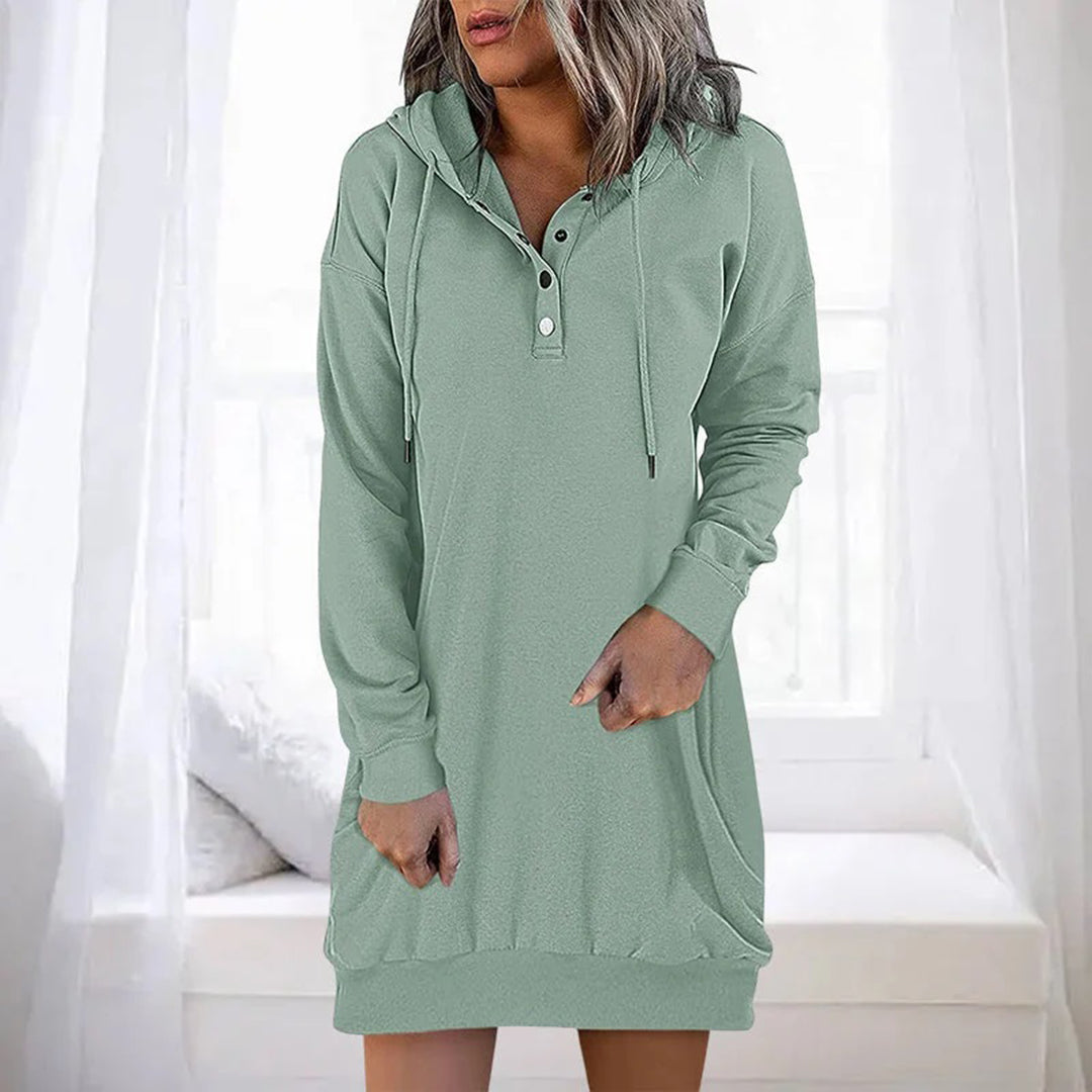 Sabine | Women's Hooded Button Placket Sweater Dress