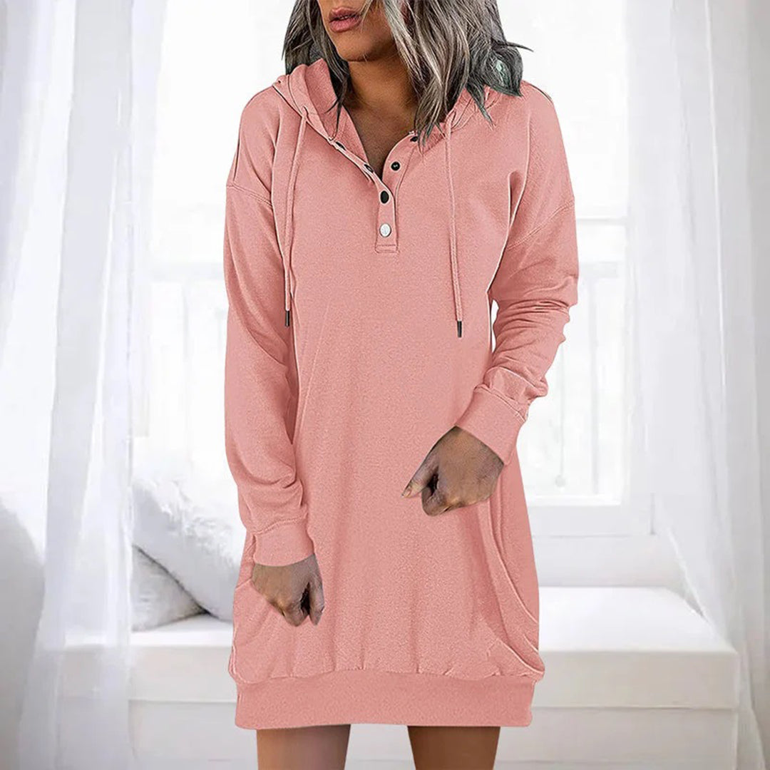 Sabine | Women's Hooded Button Placket Sweater Dress