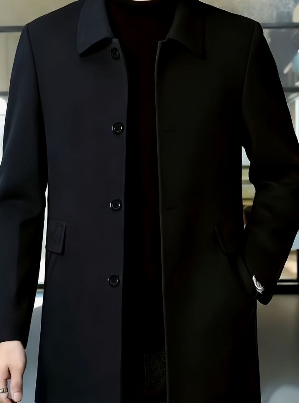 Samuel | Men's Wool Single-Breasted Relaxed-Fit Overcoat