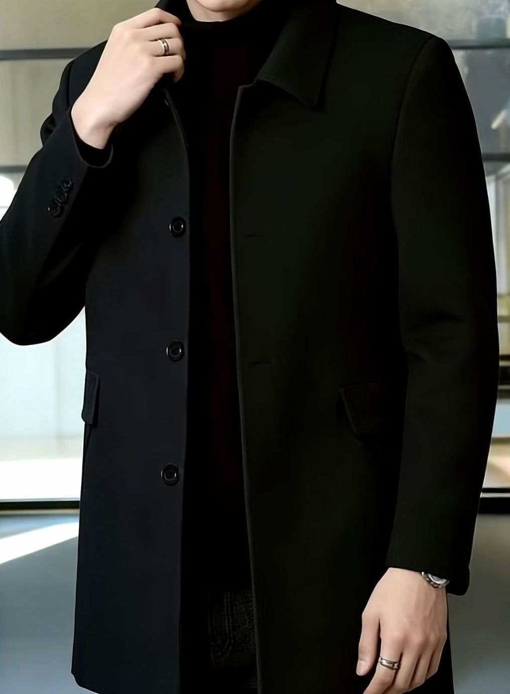 Samuel | Men's Wool Single-Breasted Relaxed-Fit Overcoat