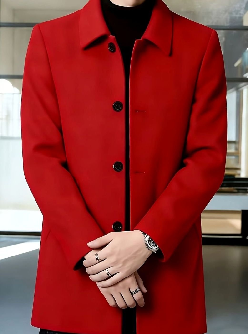 Samuel | Men's Wool Single-Breasted Relaxed-Fit Overcoat