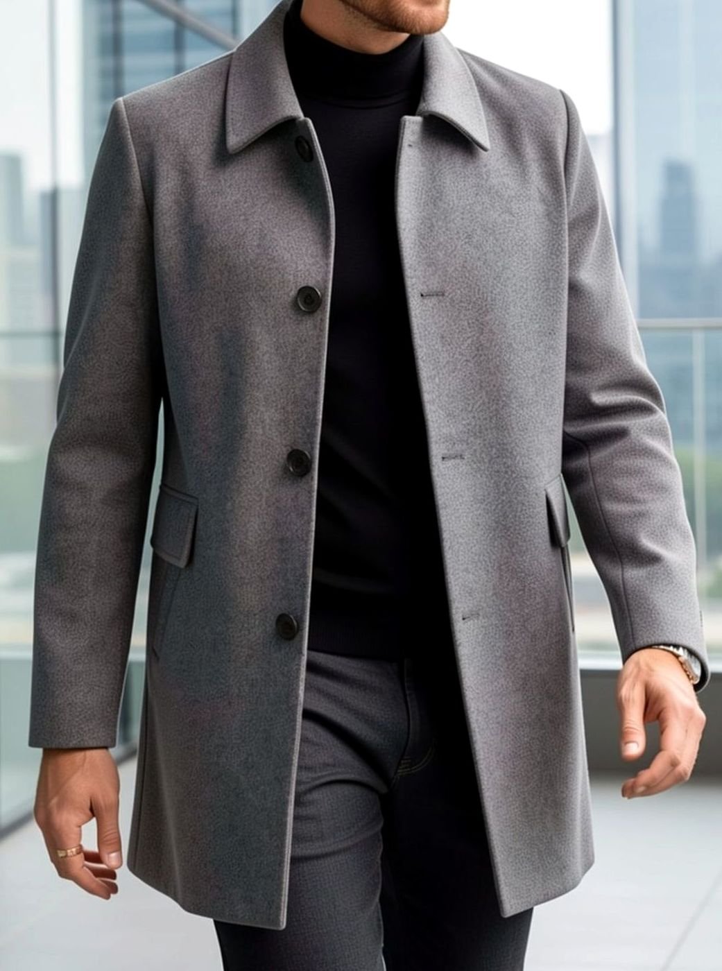 Samuel | Men's Wool Single-Breasted Relaxed-Fit Overcoat