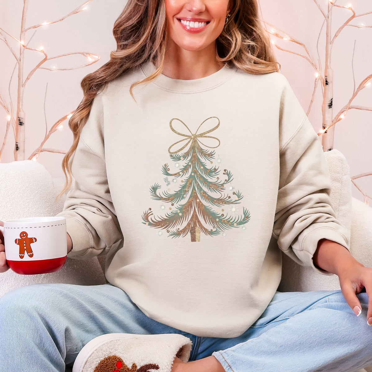 Santa Ribbon Christmas Sweatshirt for Adults