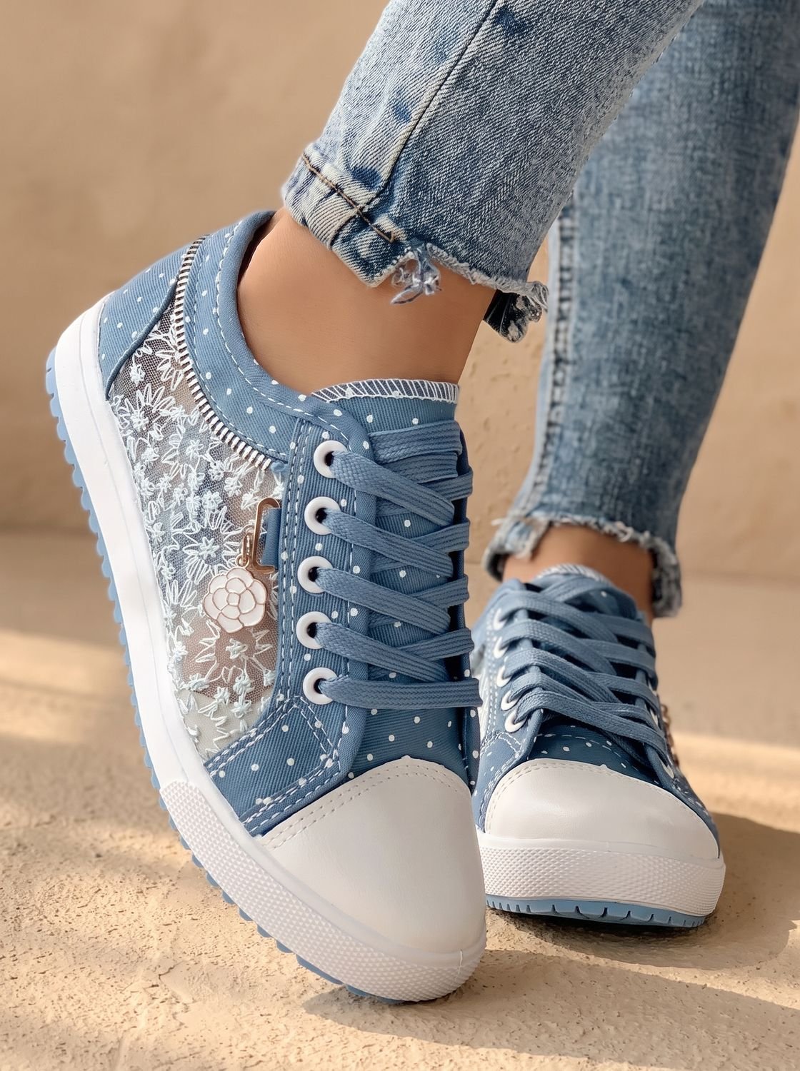 Scarlett | Women's Orthopedic Lace-Up Floral Mesh Platform Sneakers