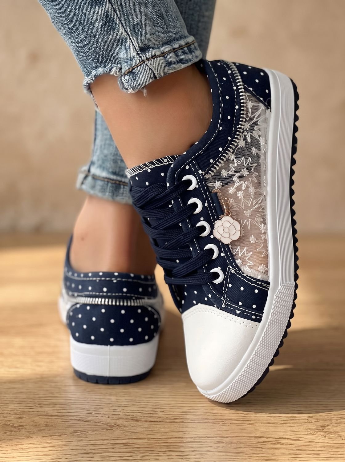 Scarlett | Women's Orthopedic Lace-Up Floral Mesh Platform Sneakers