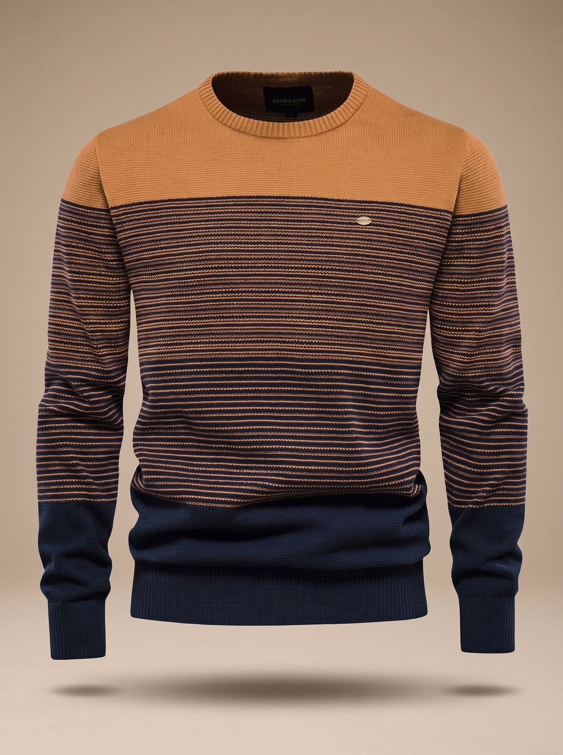 Sebastian | Men's Striped Color Block Crew Neck Knit Pullover Sweater
