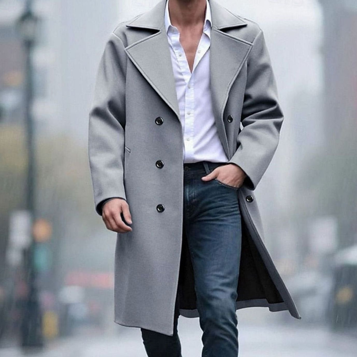 Sebastian | Men's Wool Double-Breasted Tailored Long Overcoat