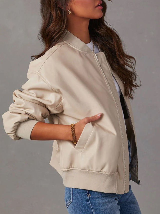 Simone | Women's Oversized Zip-Up Bomber Jacket