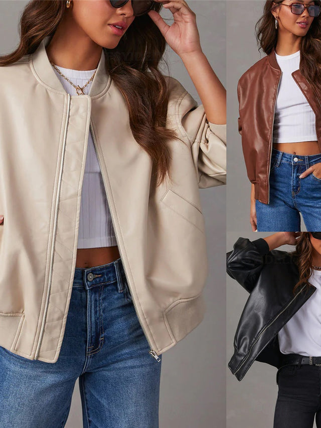Simone | Women's Oversized Zip-Up Bomber Jacket