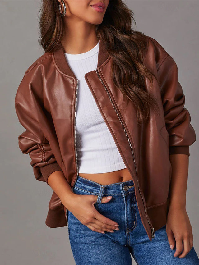 Simone | Women's Oversized Zip-Up Bomber Jacket