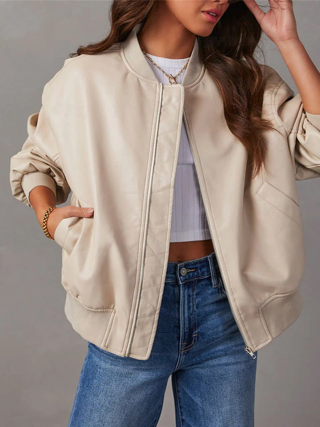 Simone | Women's Oversized Zip-Up Bomber Jacket