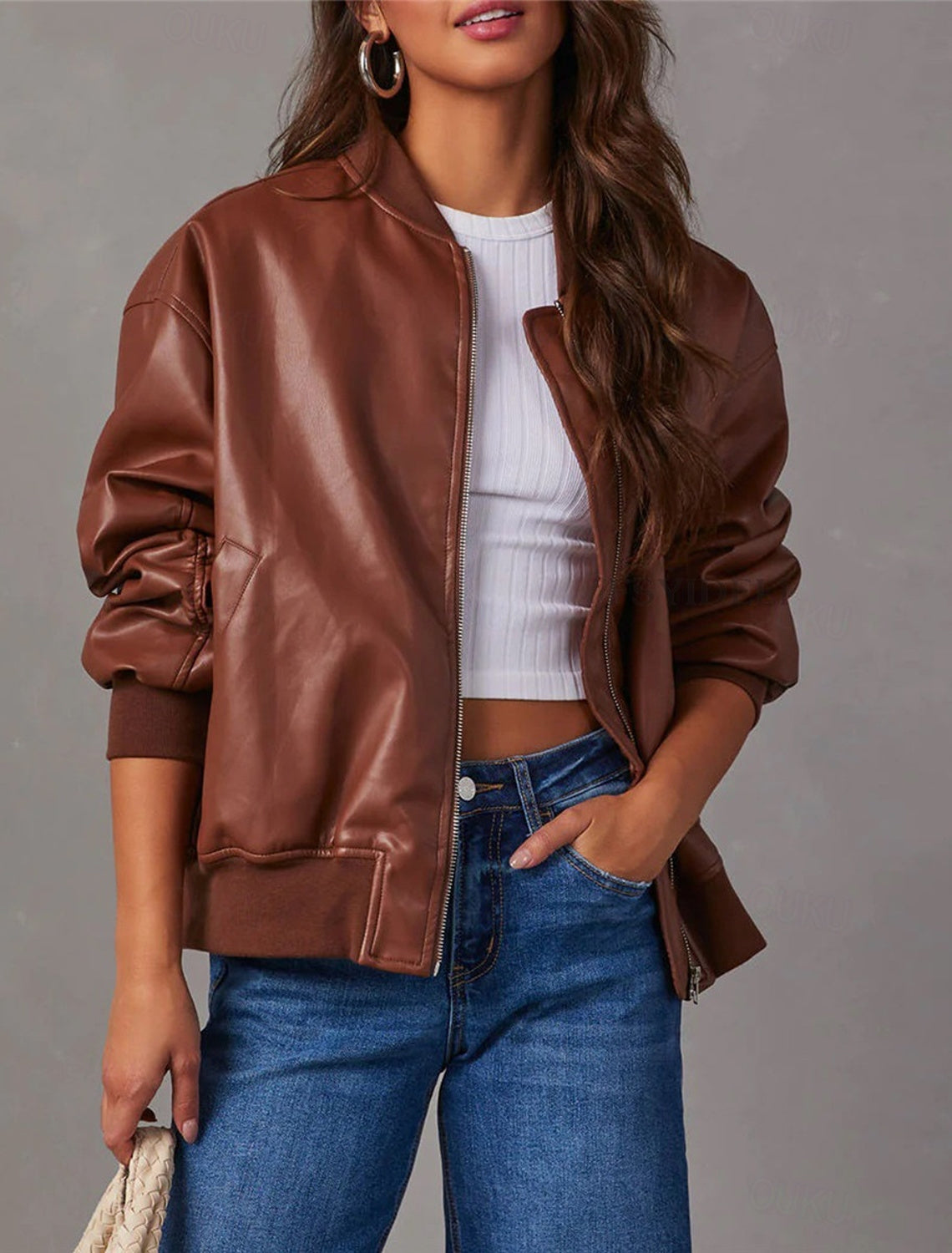 Simone | Women's Oversized Zip-Up Bomber Jacket