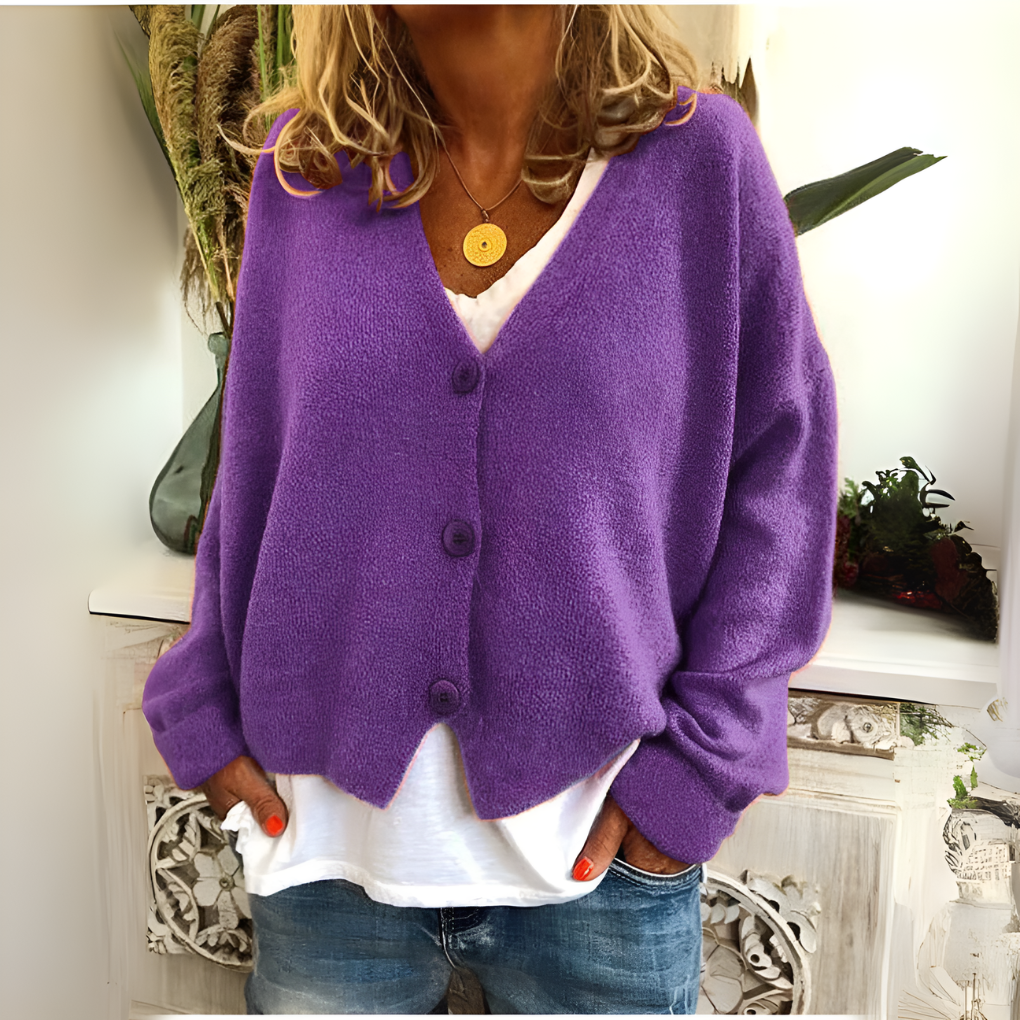 Simone | Women's Relaxed V-Neck Knit Cardigan