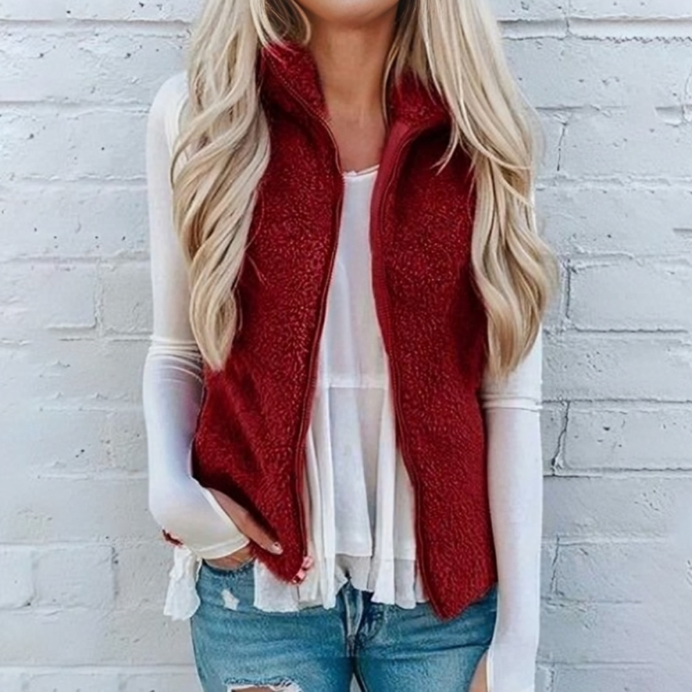 Solene | Women's Zip-Up Sleeveless Layering Fleece Vest