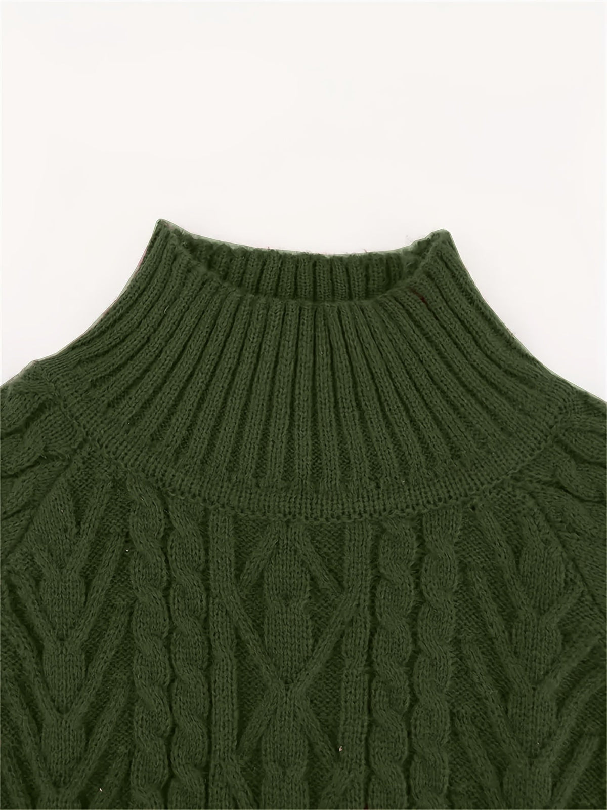 Solveig | Women's Ribbed Puff Sleeve Cable Knit Mock Neck Sweater