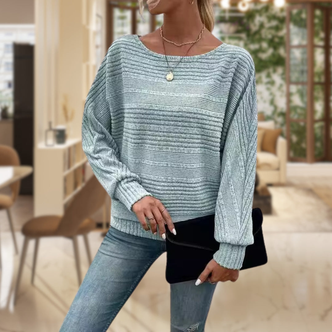 Sylvie | Women's Ribbed Batwing Sleeve Boat Neck Sweater