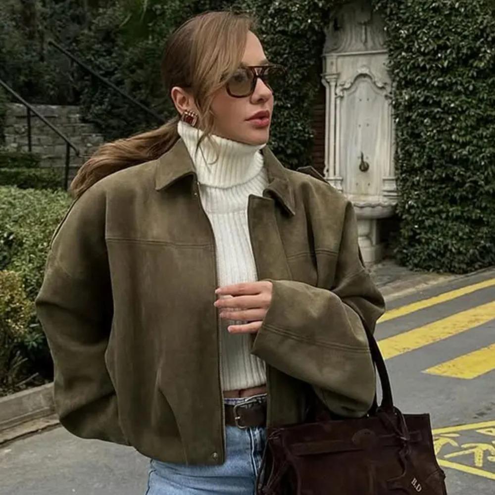 Talia | Women's Oversized Dropped Shoulder Cropped Bomber Jacket