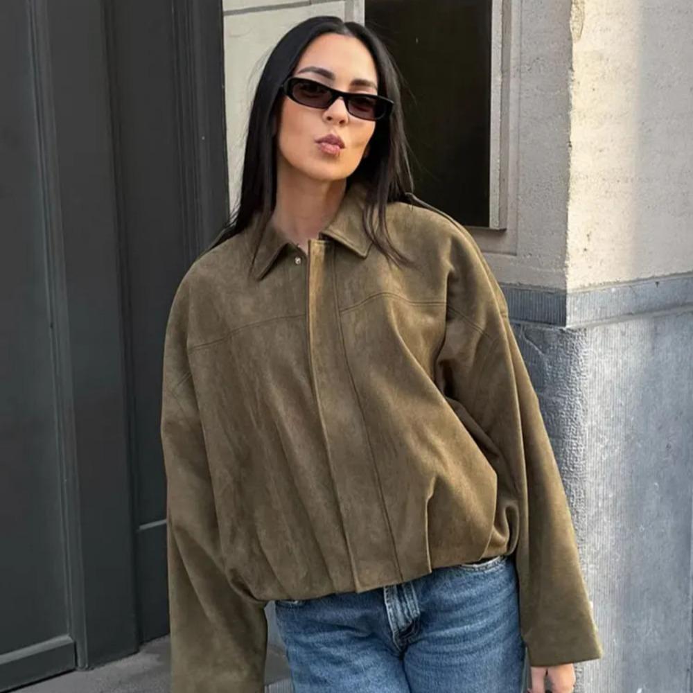 Talia | Women's Oversized Dropped Shoulder Cropped Bomber Jacket