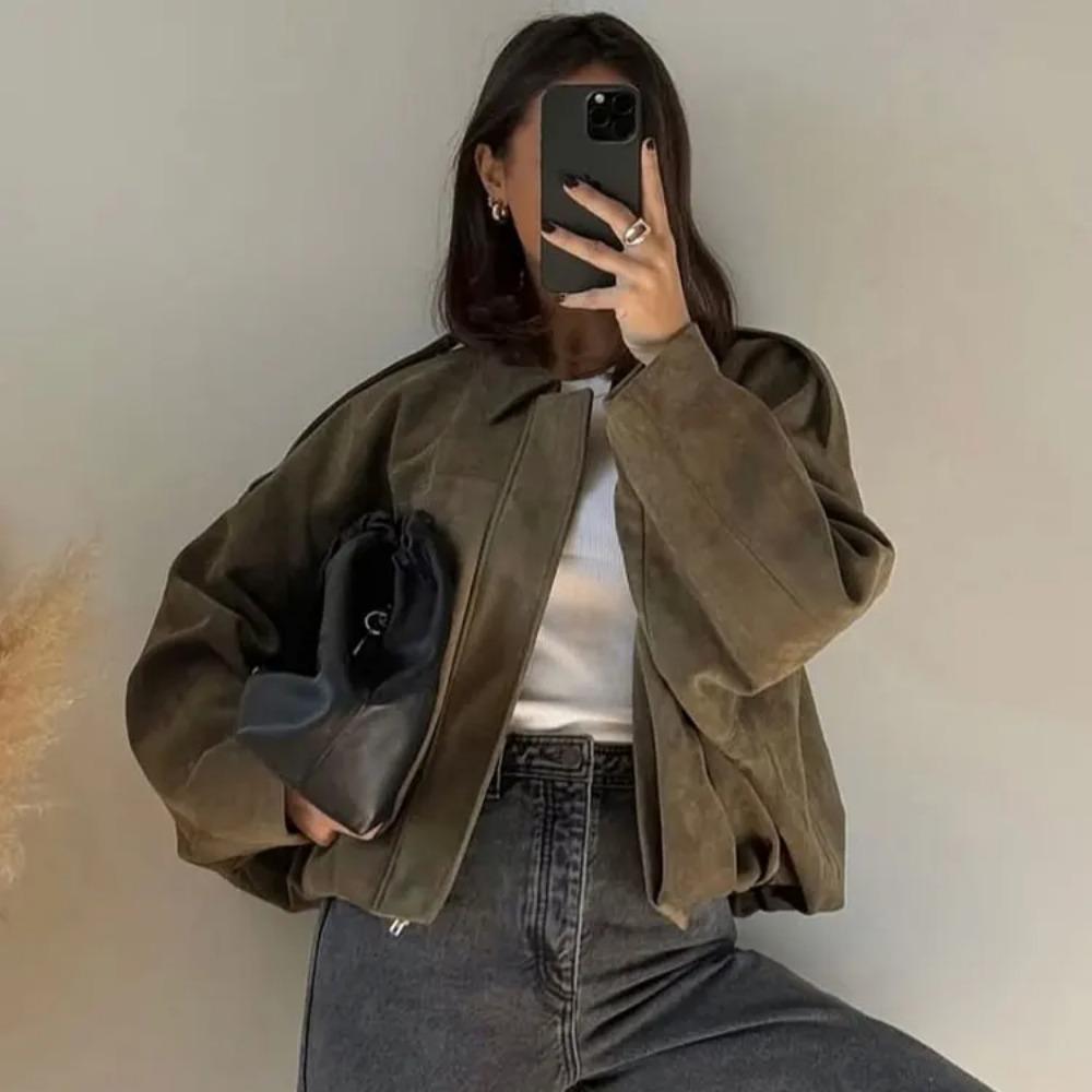 Talia | Women's Oversized Dropped Shoulder Cropped Bomber Jacket
