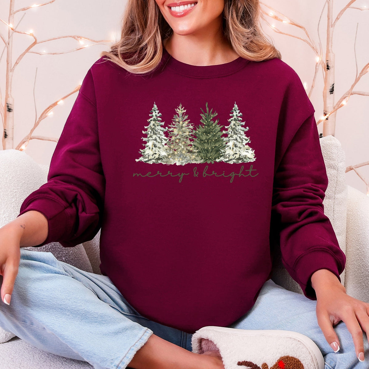 Unisex Merry and Bright Christmas Tree Sweatshirt