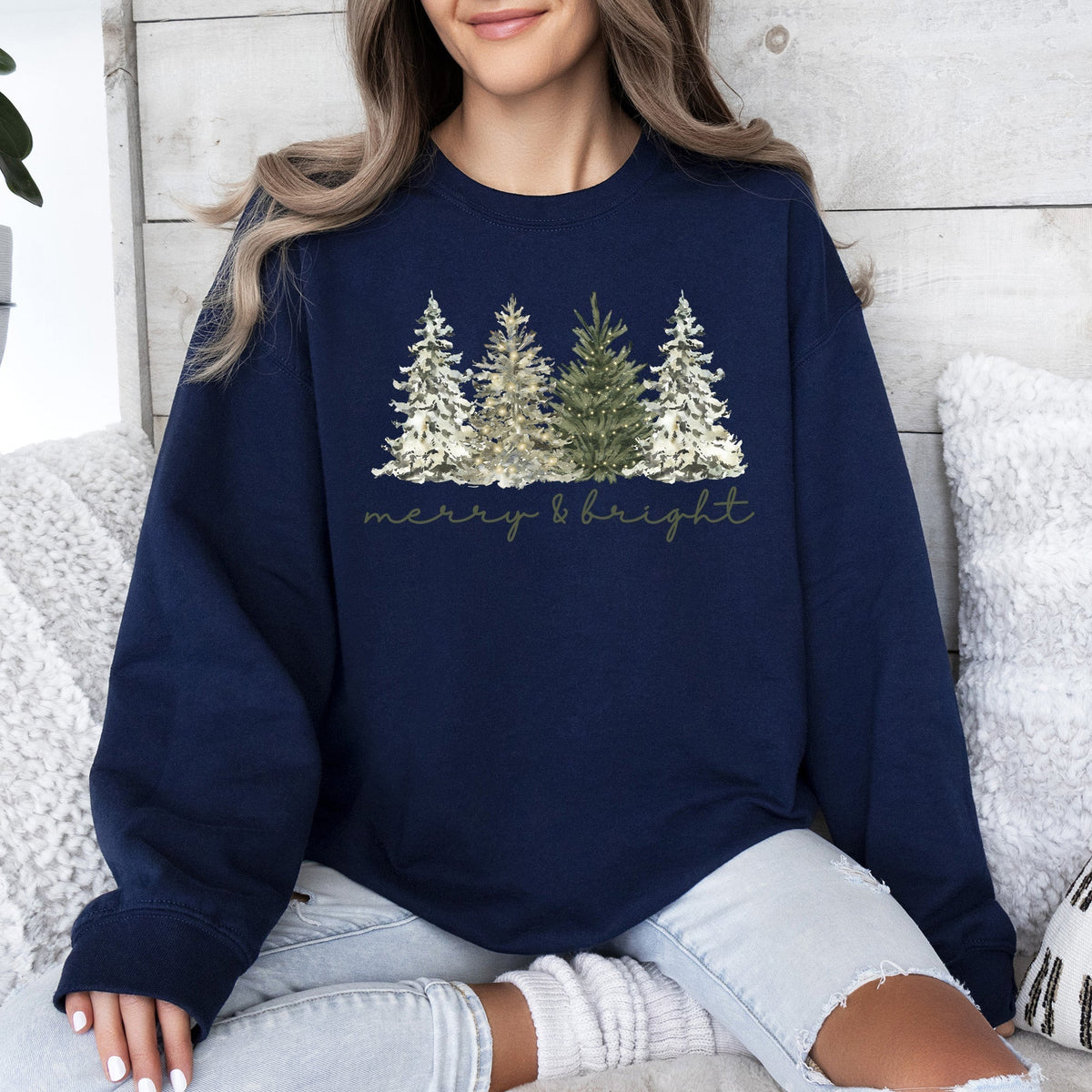 Unisex Merry and Bright Christmas Tree Sweatshirt