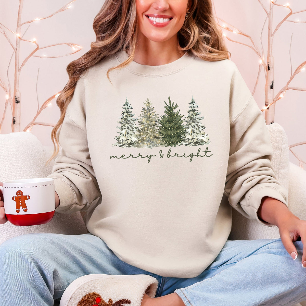 Unisex Merry and Bright Christmas Tree Sweatshirt