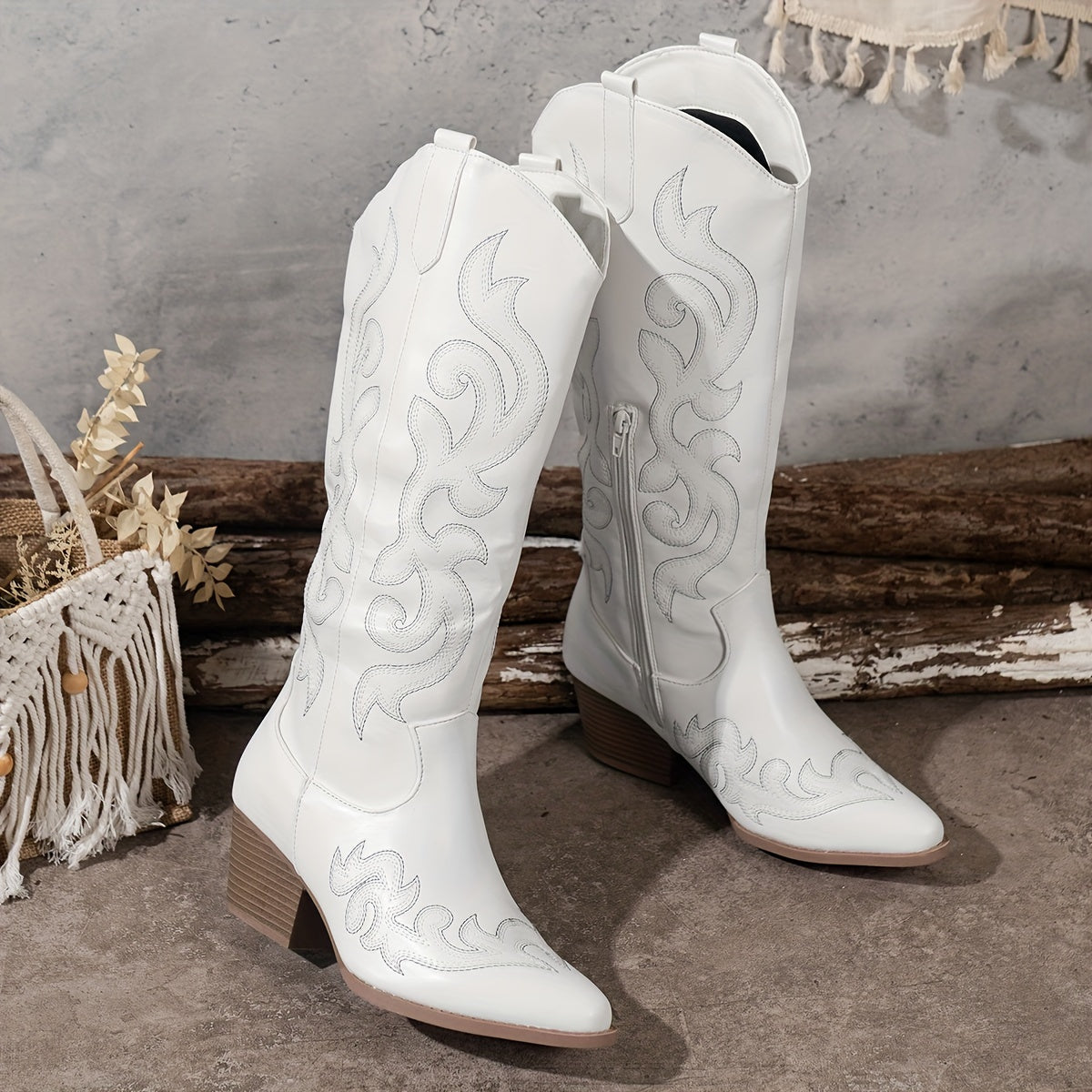 Verity | Women's Embroidered Knee-High Block Heel Cowboy Boots