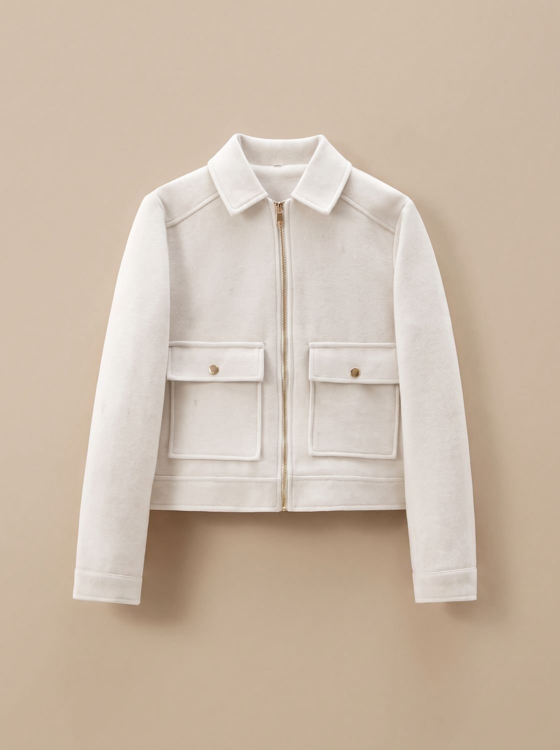 Victoria | Women's High Neck Wool Blend Stand Collar Button-Front Short Coat