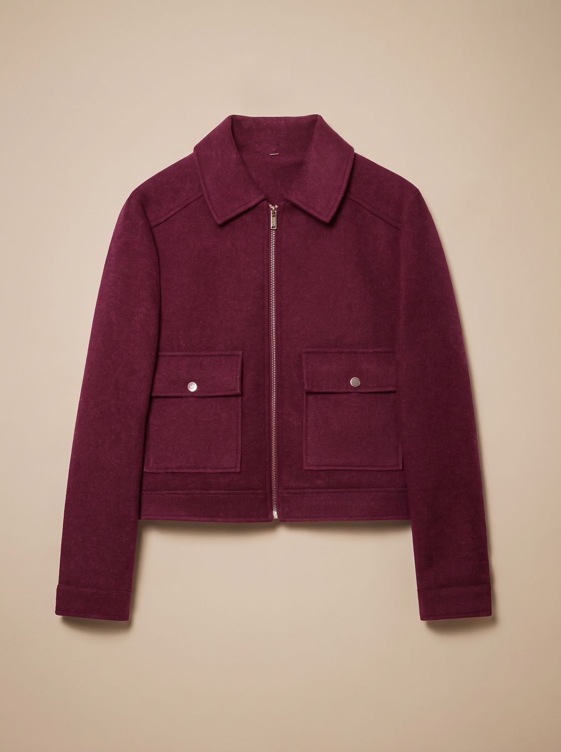 Victoria | Women's High Neck Wool Blend Stand Collar Button-Front Short Coat