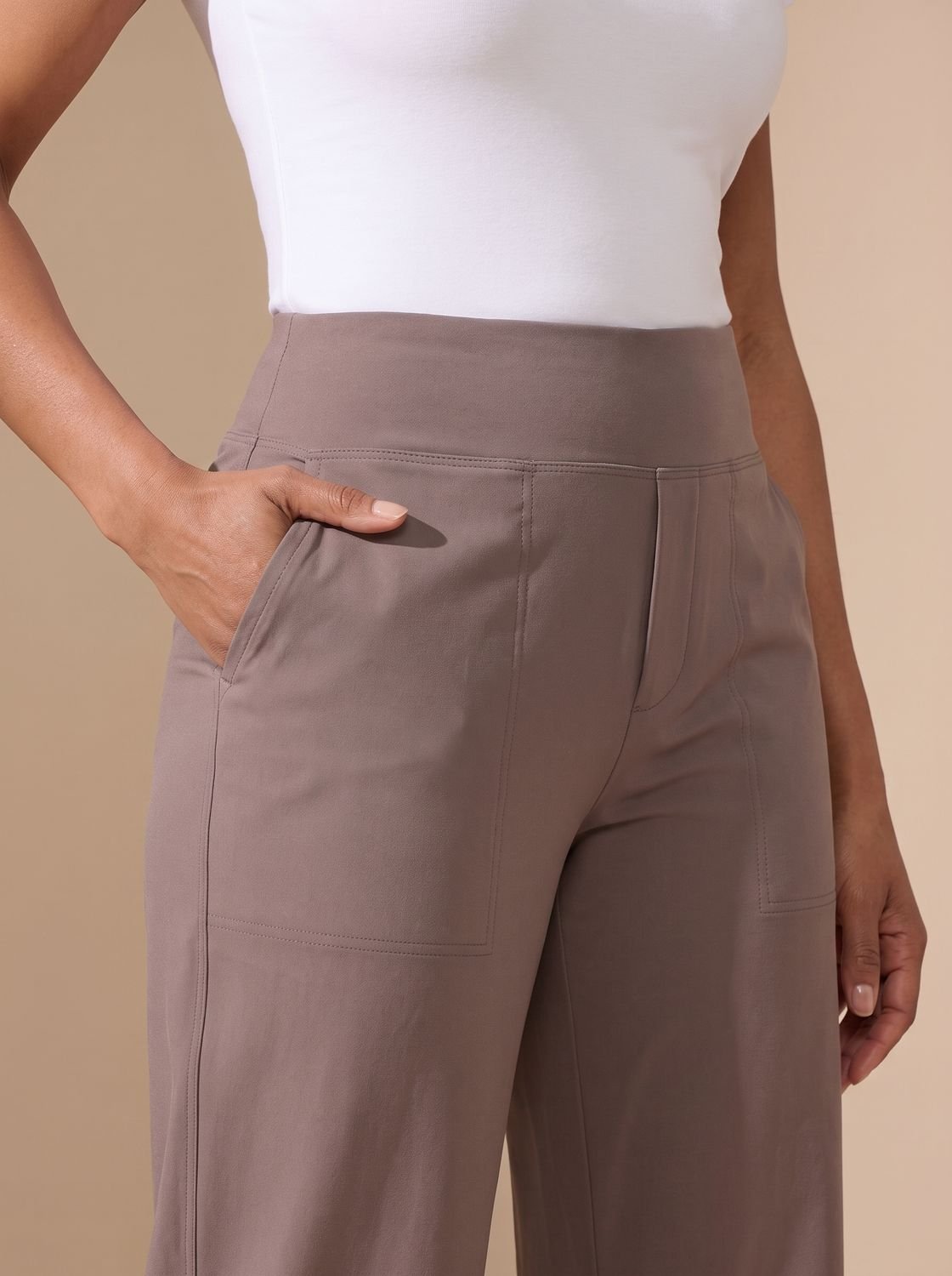 Victoria | Women's High-Waist Wide-Leg Stretch Pants with Pockets