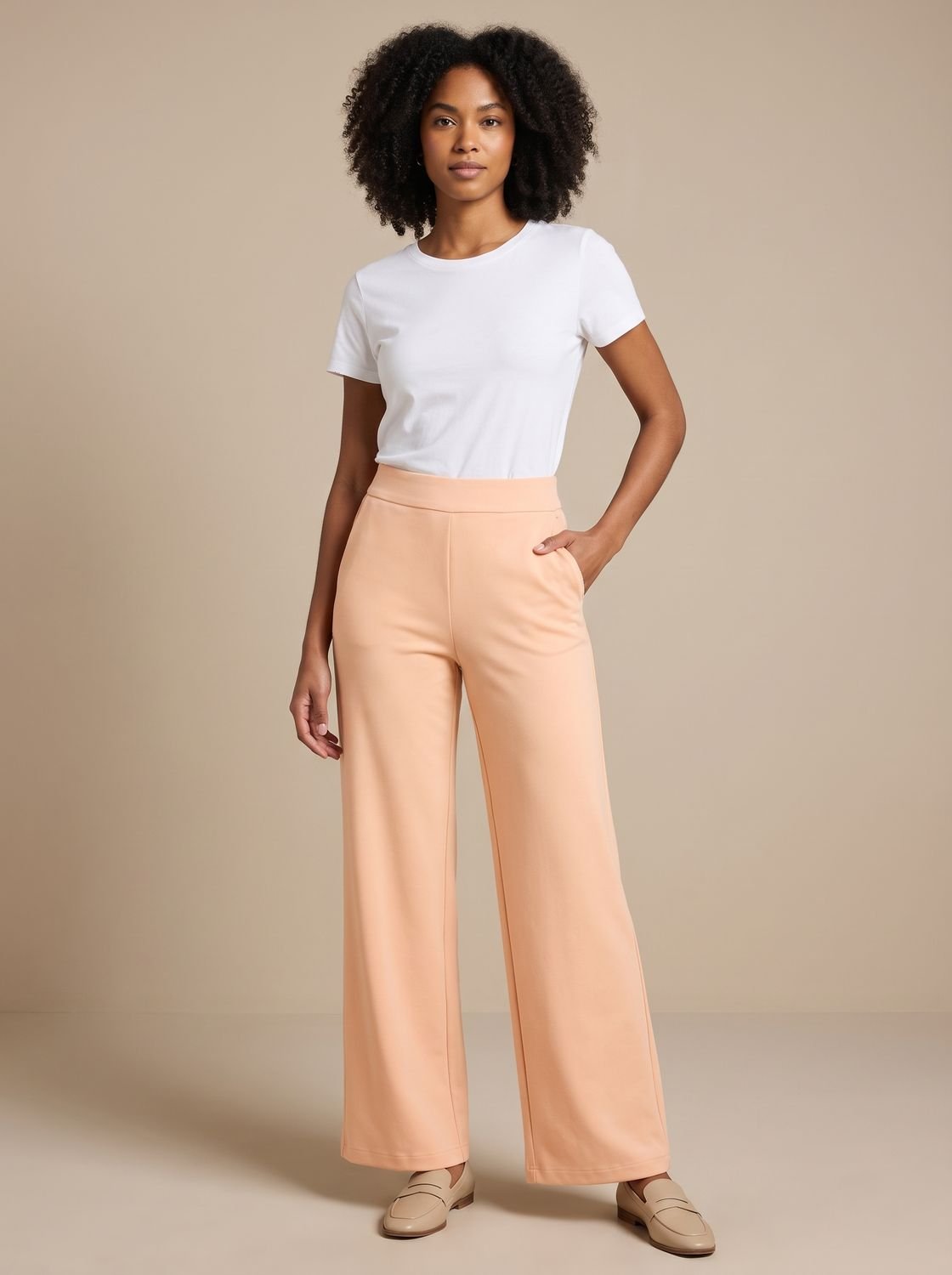 Victoria | Women's High-Waist Wide-Leg Stretch Pants with Pockets