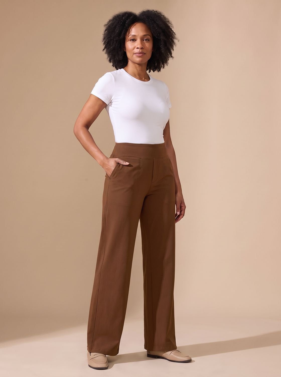 Victoria | Women's High-Waist Wide-Leg Stretch Pants with Pockets