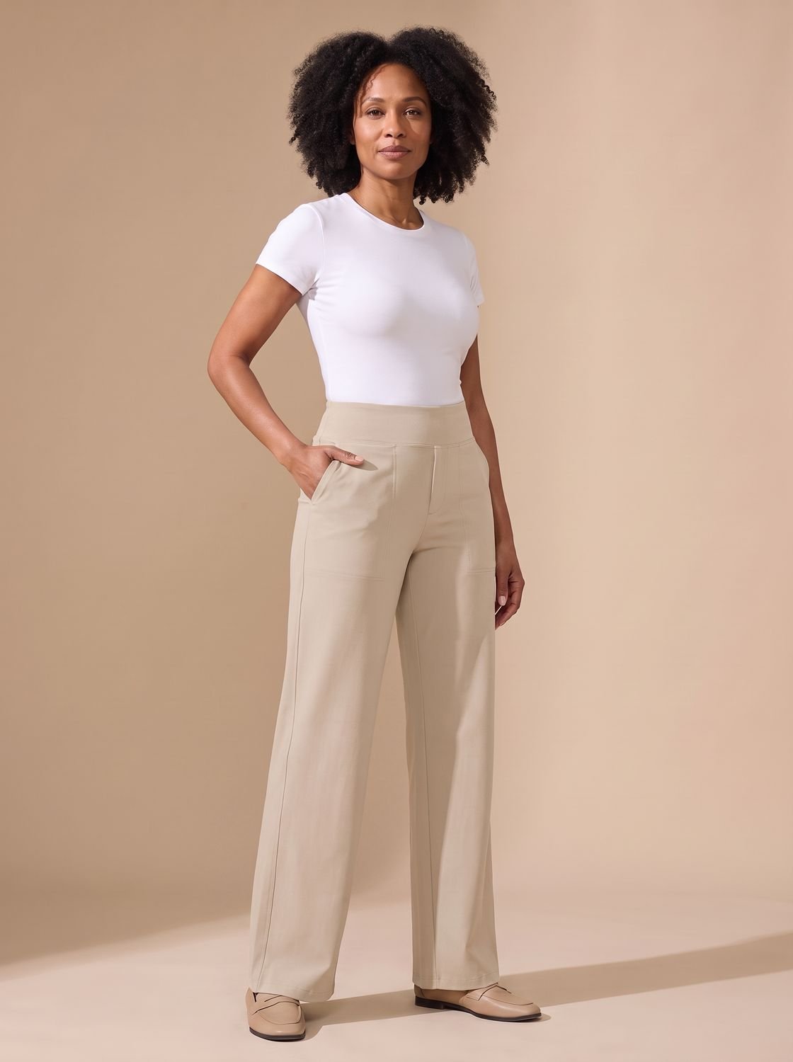Victoria | Women's High-Waist Wide-Leg Stretch Pants with Pockets