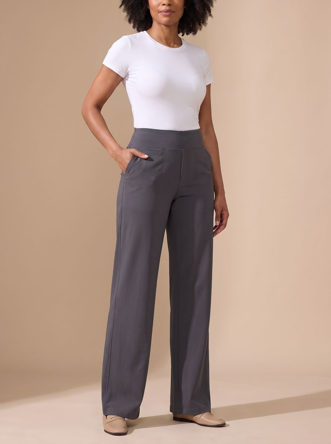 Victoria | Women's High-Waist Wide-Leg Stretch Pants with Pockets
