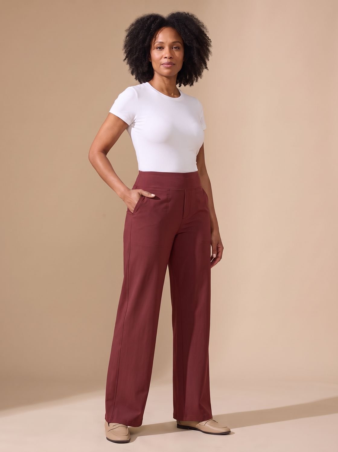 Victoria | Women's High-Waist Wide-Leg Stretch Pants with Pockets