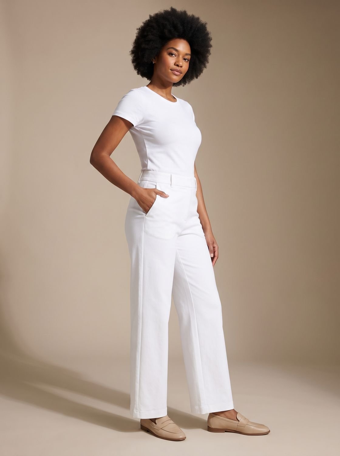 Victoria | Women's High-Waist Wide-Leg Stretch Pants with Pockets