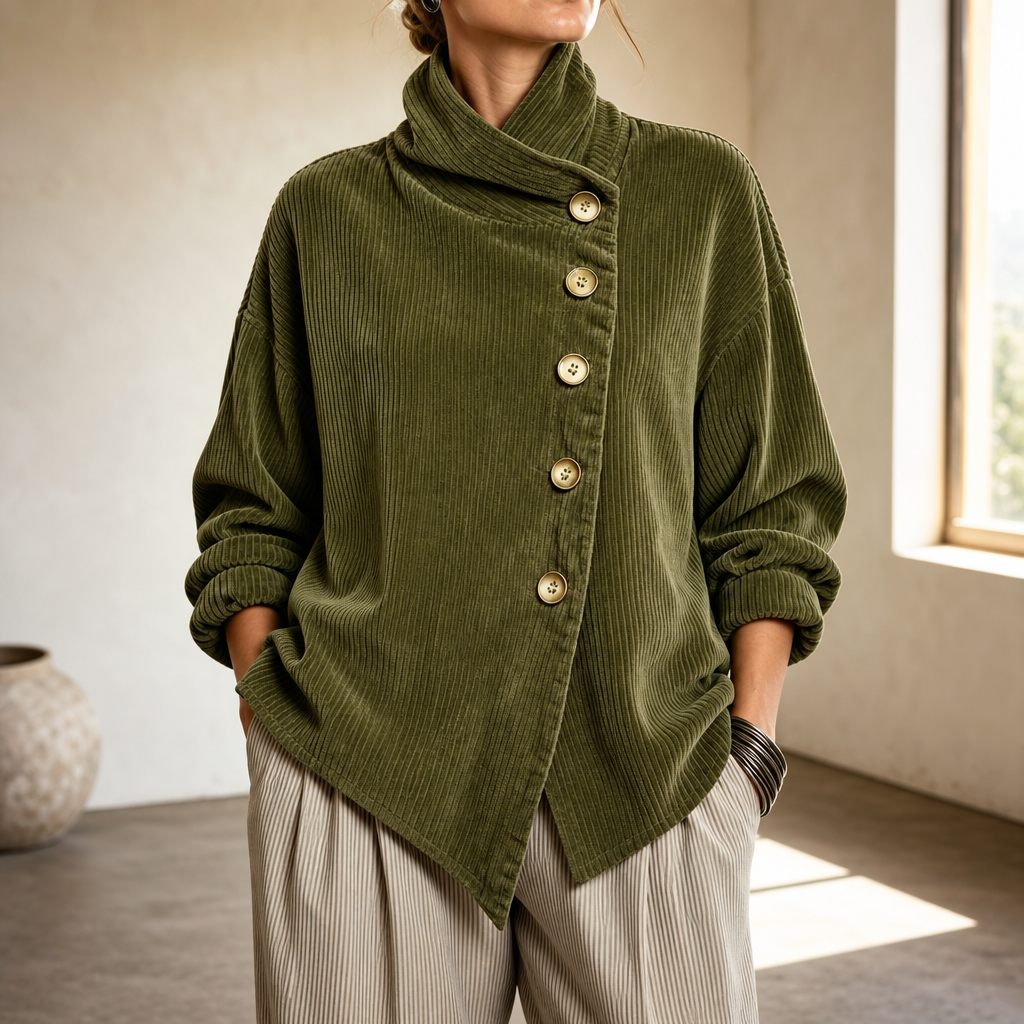 Vivienne | Women's Jacket with Asymmetric Buttons and Ribbing