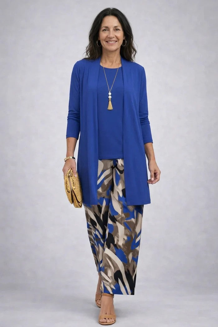 Vivienne | Women's Printed Open Front Cardigan Three-Piece Set
