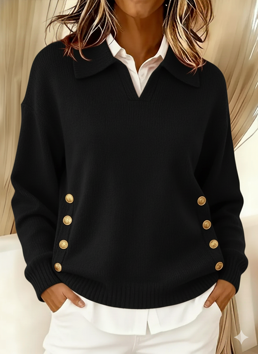Vynette™ | Women's Collared V-Neck Polo Sweater