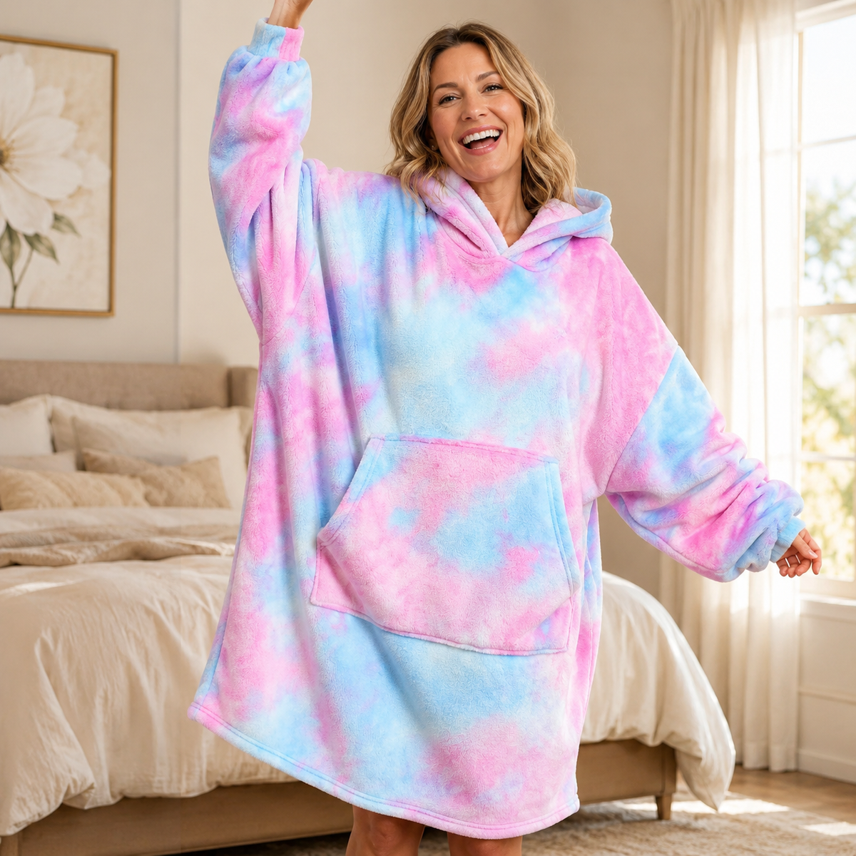 Wearable Blanket Hoodie for Women, Oversized Fleece Pullover