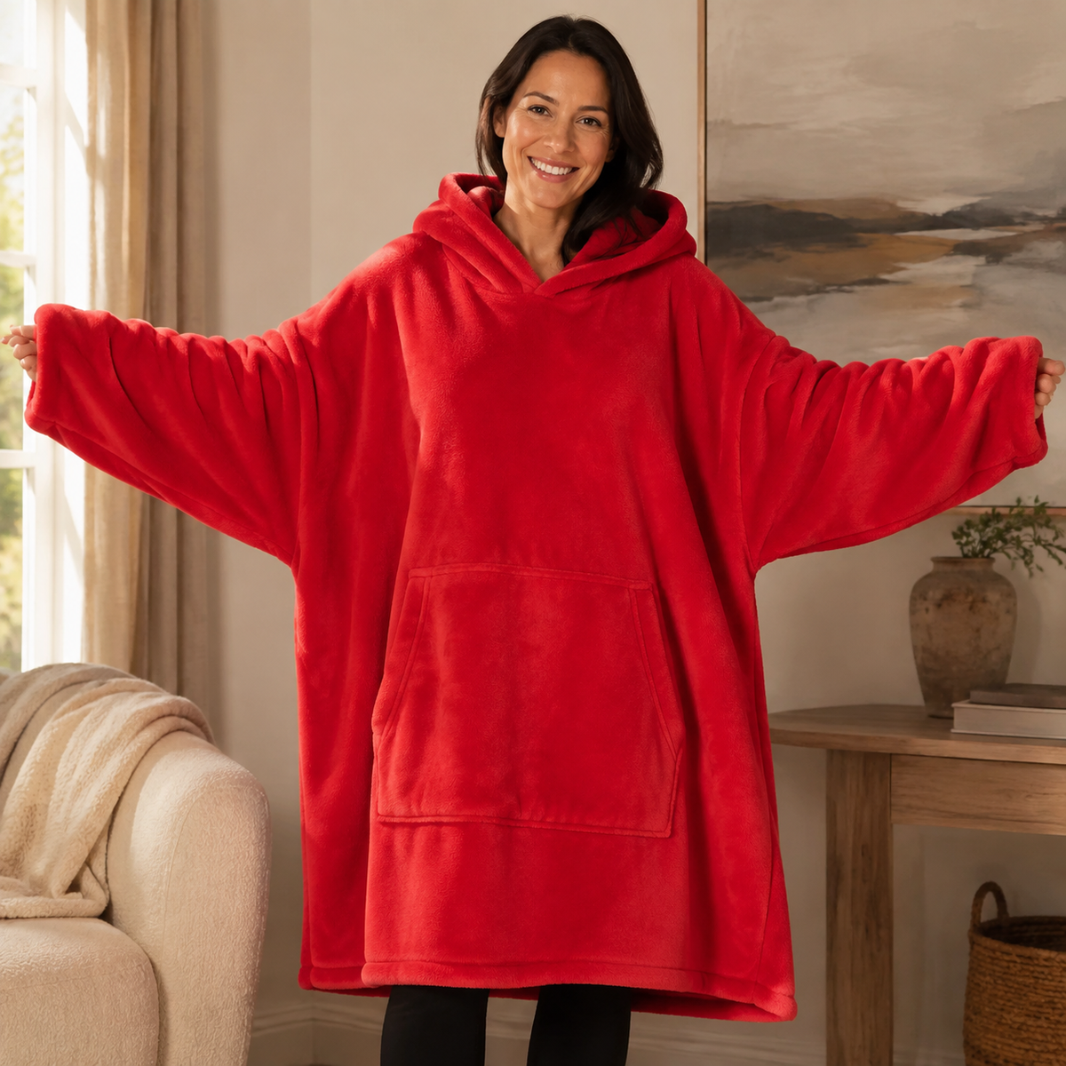 Wearable Blanket Hoodie for Women, Oversized Fleece Pullover