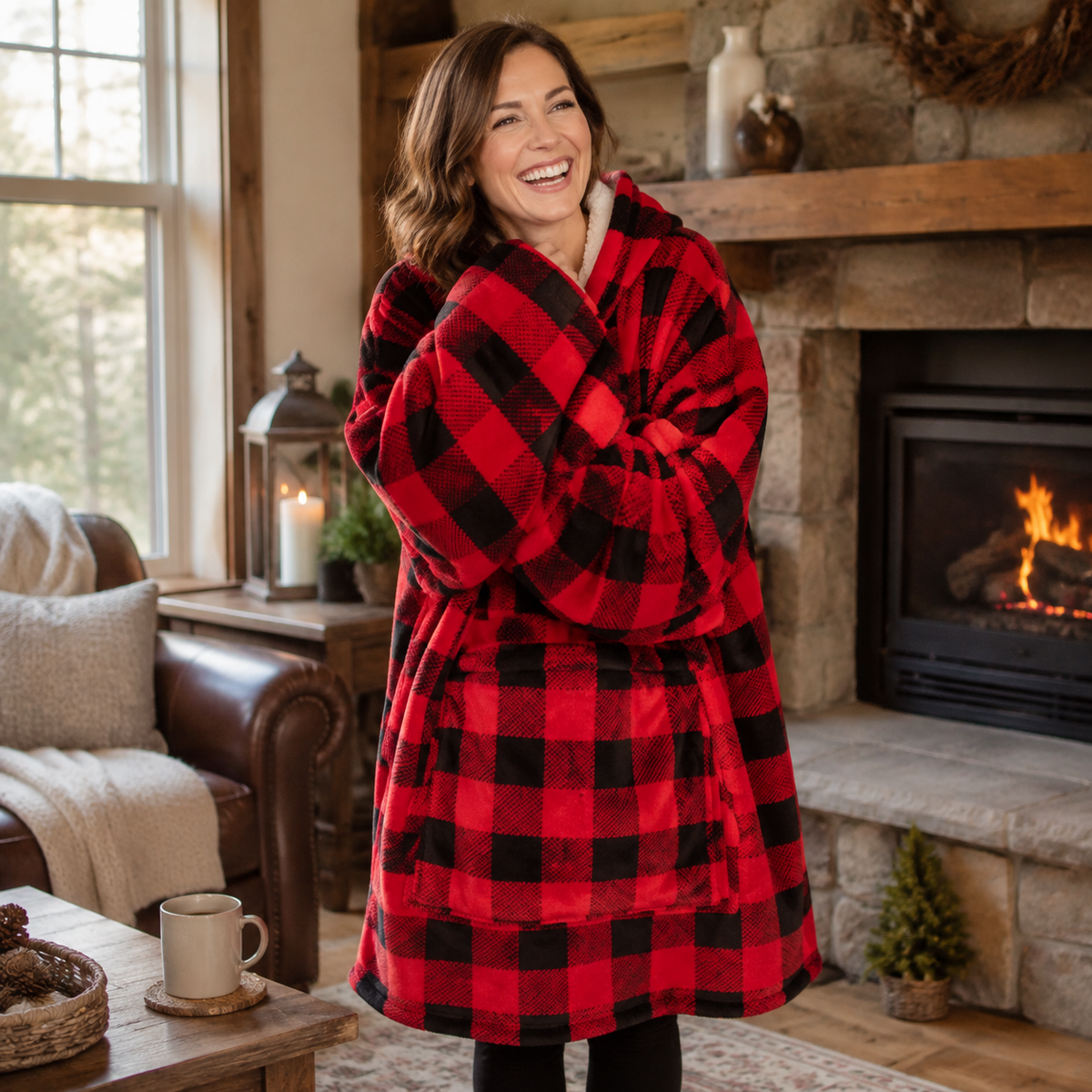Wearable Blanket Hoodie for Women, Oversized Fleece Pullover