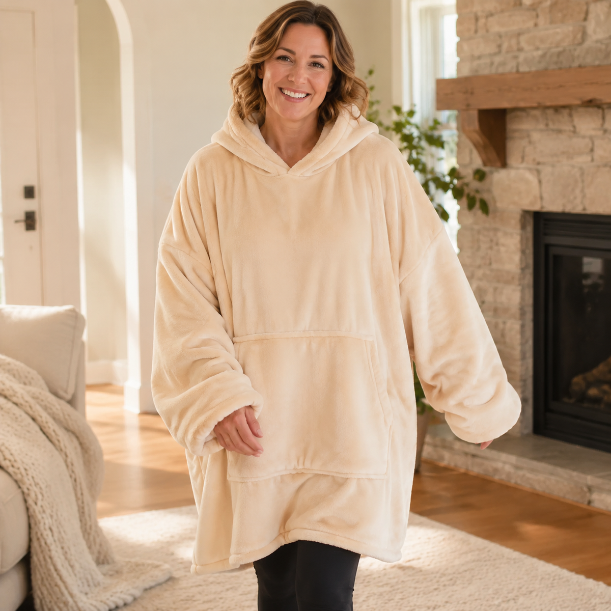 Wearable Blanket Hoodie for Women, Oversized Fleece Pullover