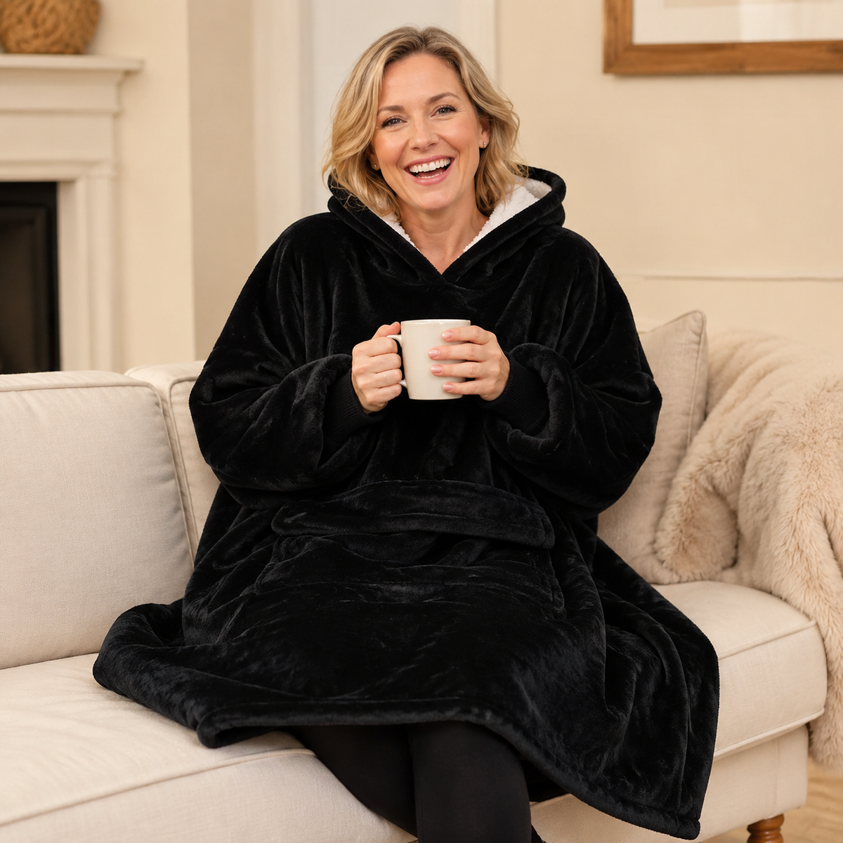Wearable Blanket Hoodie for Women, Oversized Fleece Pullover
