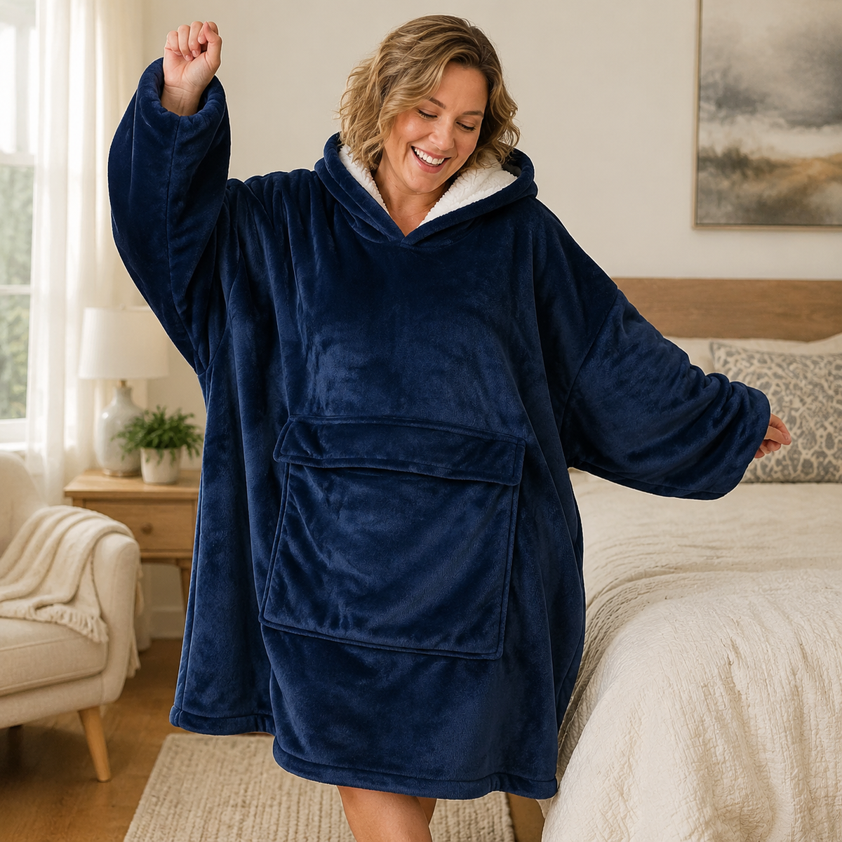 Wearable Blanket Hoodie for Women, Oversized Fleece Pullover