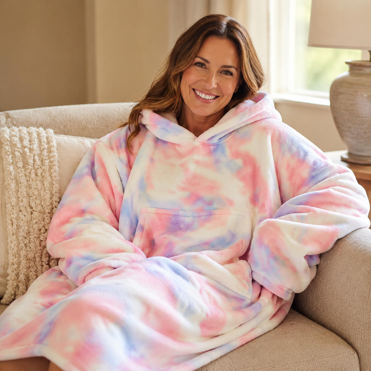 Wearable Blanket Hoodie for Women, Oversized Fleece Pullover